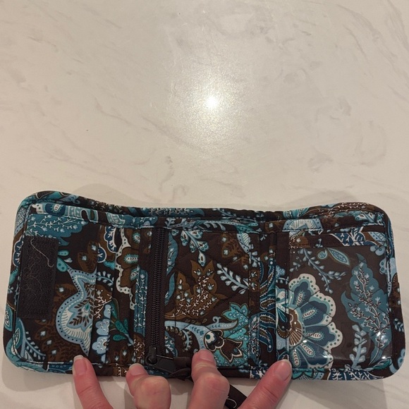 Retired Vera Bradley Pattern Teal and Brown Floral Wallet - Picture 2 of 4